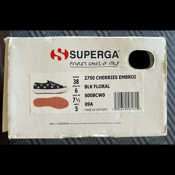 Superga Black Floral Tennis Shoes - Picture 5 of 6